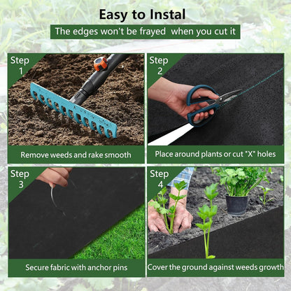 Woven Landscape Fabric 5.0oz, 5 x 300FT Weed Fabric Barrier, Double Layer, Garden Fabric Weed Barrier, Weed Control Fabric Ground Cover, Gardening Mat for Garden Beds, Landscaping