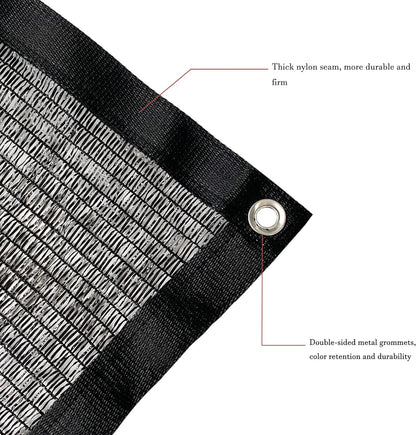 Garden expert 50% Black Shade Cloth 8x12FT Taped Edge with Grommets Sun Net Mesh for Garden Patio Backyard UV-Resistant