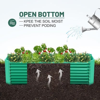 Land Guard 6×3×2 ft Galvanized Metal Raised Garden Bed, 2FT Deep Root Elevated Planter Box Steel Large Vegetable Flower Bed Kit(Green)
