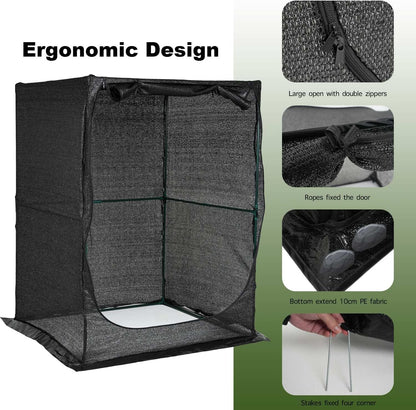 Portable Large 4'x4' Sunshade Cloth Gardening Net,Easy Set up Crops Shade Net 5.7FT Tall Cover, UV Resistant Plant 80% Sunblock for Vegetables,Fruits and Mini Flower Pot with Stakes