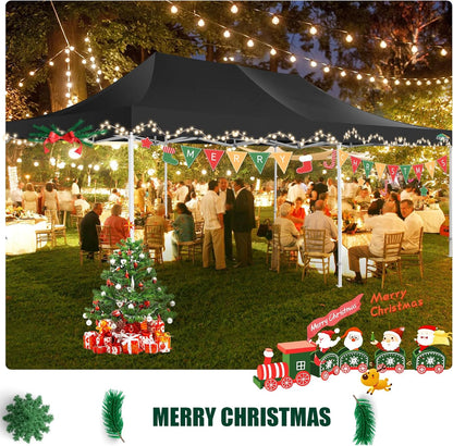 COBIZI 13x26 Pop Up Tent Heavy Duty Canopy with Removable Sidewalls Party Tent Outdoor Wedding Large Event Tent with Roller Bag for Garden Lawn Waterproof UPF 50+ Easy Up, Black (Framework Upgraded)