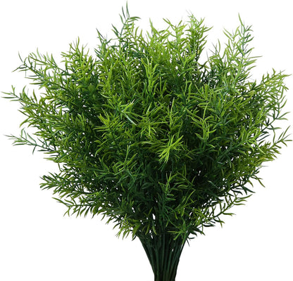Artificial Plants Flowers Grass Shrubs 8 Pack No Fade Faux Plastic Flowers Outdoor for Farmhouse Garden Porch Patio Indoor Wedding Decoration Greenery Fake Plants uv Resistant