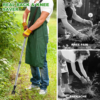 Weed Puller Tool, Lightweight, 4-Claw Stand Up Weeder Tool with Adjustable Handle for Remove Weeds Without Bending or Kneeling, Easily Remove Dandelions, Thistles, Plantain, Crabgrass.