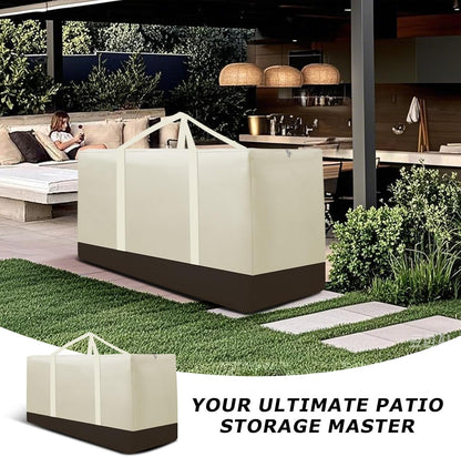 Cushion Storage Bag Waterproof Outdoor Cushions Storage Bag 68" L x 30" W x 20" H Large Patio furniture Cushion Storage Bags with Handle and Zipper (Beige, 1 Pack)