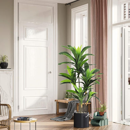 VIAGDO Dracaena Silk Plant Artificial 4ft Faux House Plants Evergreen Dracaena Marginata Fake Yucca Palm Trees in Pot Realistic Dragon Tree for Living Room Home Office Decor Indoor Outdoor