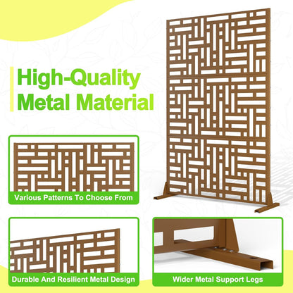 Outdoor Privacy Screen,72" H×47" W Metal Privacy Screen, Freestanding Privacy Fence Panels for Patio
