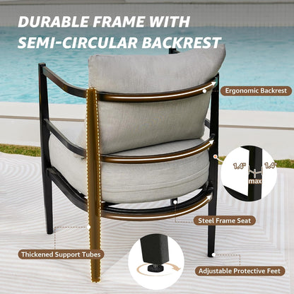 NATURAL EXPRESSIONS Outdoor Patio Furniture Conversation Sets 3 Pieces Patio Lawn Chair Set Porch Chairs with Metal Table for Balcony Yard Garden Lawn Poolside