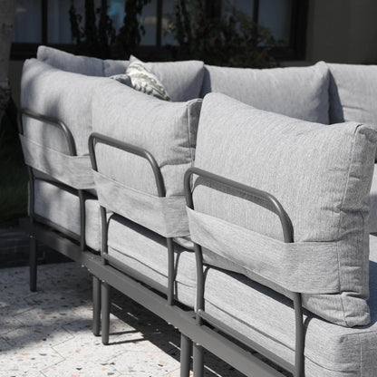 Sundale Outdoor 2 Pieces Metal Patio Furniture Set, Outdoor Sectional Sofa w/6 Inch Olefin Cushion, Modern Outdoor Conversation Sets