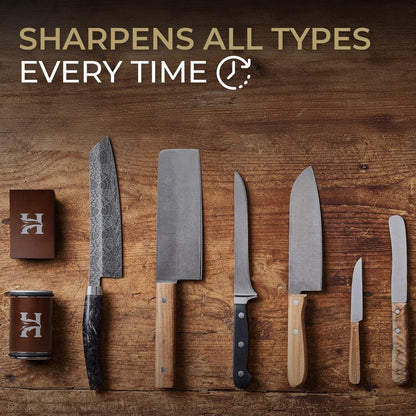 High Carbon Stainless Steel Rolling Knife Sharpener with 400, 1000 & 3000 Replacement Discs - Blunt Knife Sharpening Kit with 15 and 20 Degree Sharpening for Kitchen & Chef's Knives