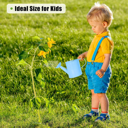 Metal Watering Can (1 Gallon) for Outdoor&Indoor Plants with Free Small Watering can for Kids, Plant Watering Can with Removable spout, Perfect for Garden Flower, Houseplants, (Light Blue)