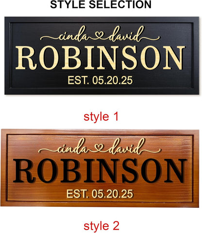 Personalized Wooden Family Name Sign Custom Established Date Plaque Rustic Last Name Wall Decor Gift for Wedding Anniversary Couples Friends Housewarming
