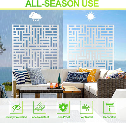 Outdoor Privacy Screen,72" H×47" W Metal Privacy Screen, Freestanding Privacy Fence Panels for Patio