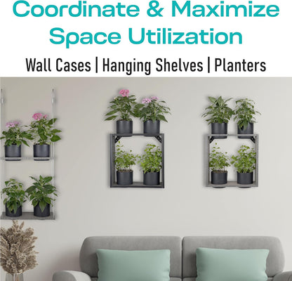 Urban Garden Decor with Pots Included, Case Planters for Indoor Outdoor Plants, Hanging Flowerpots, Wall Hanging Plant Holder Window Plant Shelves (Coffee Brown, Case)