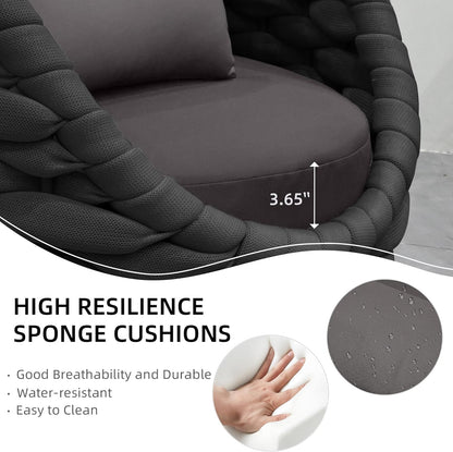 TWT 3 Pieces Aluminum Patio Furniture Set, Hand Woven Polyester Rope Modern Outdoor Set w/Washable Cushion Conversation Sofa Set Apartment Furniture for Poolside Balcony (Dark Grey)