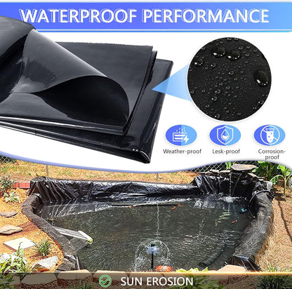 ToLanbbt Pond Liner 13 x 20 Ft HDPE Pond Liners, 20 Mil UV Resistant Preformed Pond Liner Easy Cutting, Pond Liner for Natural Looking Ponds, Waterfall, Koi Pondsand Water Garden (Black)
