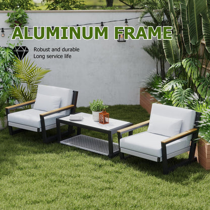 Aluminum Outdoor Patio Furniture Set 5 Seat, Patio Conversation Set with Durable Mesh Rope Weaving, Wide Armrests and Seats, Metal Sofa Set for Patio Grey