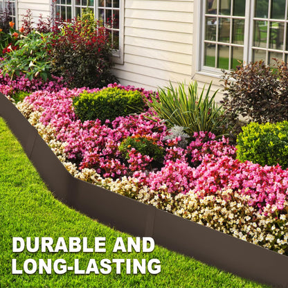 40" L x 8" H Metal Landscape Edging, Heavy Duty Galvanized Steel Garden Edging,6 Pack Steel Landscape Edging with Clips for Lawn, Flower Bed, Yard (Brown)