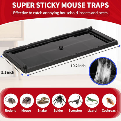 LULUCATCH Mouse Traps Indoor for Home 10 Pack, Bulk Sticky Traps with Peanut Butter Scent, Non-Toxic Rat Trap & Insect Catcher for Garage, Warehouse, Glue Board for Mice, Lizard, Cockroach & Spiders