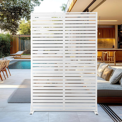 Outdoor Privacy Screen,72" H×47" W Metal Privacy Screen, Freestanding Privacy Fence Panels for Patio