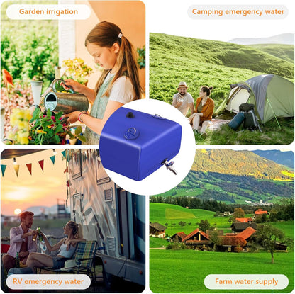 Foldable Portable Water Storage Bladder - 105 Gallon Large Water Tank with 3/4" PVC Spigot and Hose Kit for Camping, Garden, Emergency