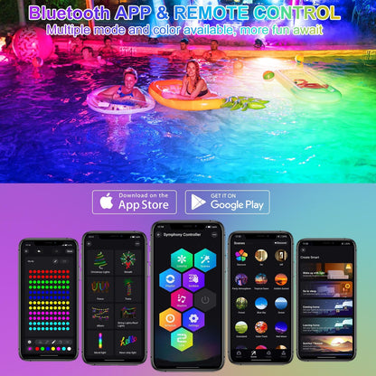T-SUN Colored Pond Lights with Timer,LED Underwater Pond Light Submersible Fountain Lights for Fish Tank Landscape Spotlight-Bluetooth APP & Remote Control,IP68 Waterproof,Aquarium,Yard (1 Heads)