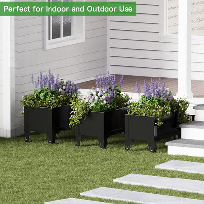 Raised Garden Bed with Low Profile Design Metal Planter Box for Growing Fresh Herbs Vegetables Flowers Succulents&Other Plants for Outdoor Backyard Patio Deck Balcony Black