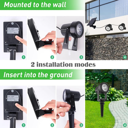 T-SUNUS Halloween Solar Spot Lights Outdoor IP65 Waterproof White 6000K 2-in-1 Landscape Spotlights, 9.8ft Cable Separate Panel Auto Dusk to Dawn for Christmas Flag Yard Garden Driveway Pathway Garage