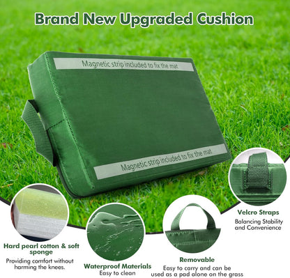 New Upgrade Foldable Garden Kneeler and Seat,Thicker Wider Softer Garden Kneeler with Straps,350lbs Heavy Duty Garden Stool with Tool Bag, Gardening Gift for Women and Men Green