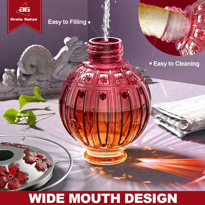 Glass Hummingbird Feeder for Outdoors Hanging, 26Oz Bird Nectar Feeder with Perch & 5 Flower Feeding Ports, Leak Proof for Outside Garden Decor Backyard, Gifts for Women Mom, Clear & Red