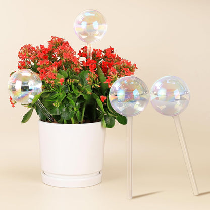 6.4 oz Medium Plant Self Watering Globes, Light Iridescent Glass Water Bulbs for Indoor Plants, Vacation Watering System, Self-Watering Stakes, Automatic Plant Waterer, 4 Pack