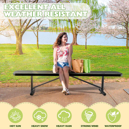 Heavy-Duty Park Bench or Table for Outside - Black Coated Outdoor Furniture Steel Bench, Commercial-Grade Outdoor Benches Weatherproof for Park, Patio, Porch (Black, 8FT (Without Backrest))
