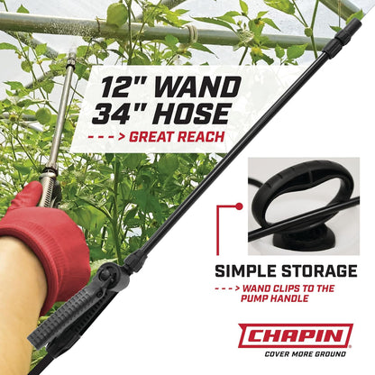 Chapin 20003 Made in USA 3 -Gallon Lawn and Garden Pump Pressured Sprayer, for Spraying Plants, Garden Watering, Lawns, Weeds and Pests, Translucent White