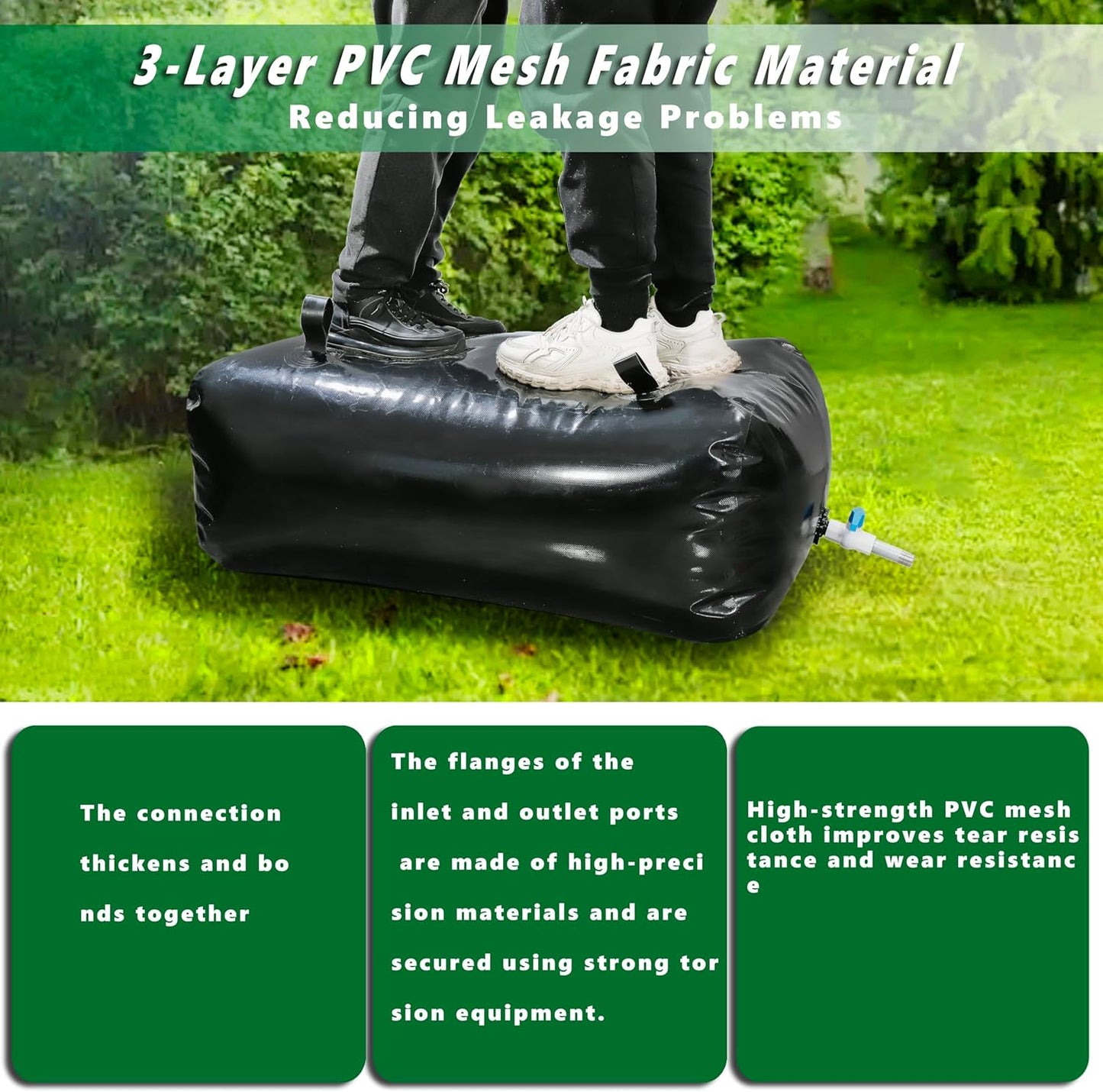 MXQMKL 2000 L/528 gal Water Bladder Storage Containers, Foldable Portable Water Tank Large Capacity Soft Water Bag, Drought Resistance, Fire Prevention, Emergency Water