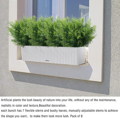 Artificial Plants Flowers Grass Shrubs 8 Pack No Fade Faux Plastic Flowers Outdoor for Farmhouse Garden Porch Patio Indoor Wedding Decoration Greenery Fake Plants uv Resistant