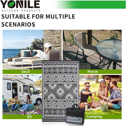 Outdoor Rug 6x9 ft Waterproof, Reversible Outdoor Plastic Straw Rug for Patios Clearance, Outdoor Area Rug Carpet RV Mat for Camping Backyard Deck Porch