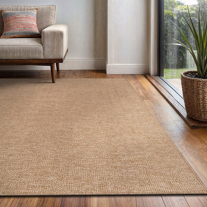 Washable Easy Jute Rug 5x7, Indoor Outdoor Rugs Natural Color Farmhouse Area Rugs for Living Room, Kitchen Rug High Traffic Area, Easy to Clean Solid Boho Woven Design Outside Carpet (5 X 7 Natural)