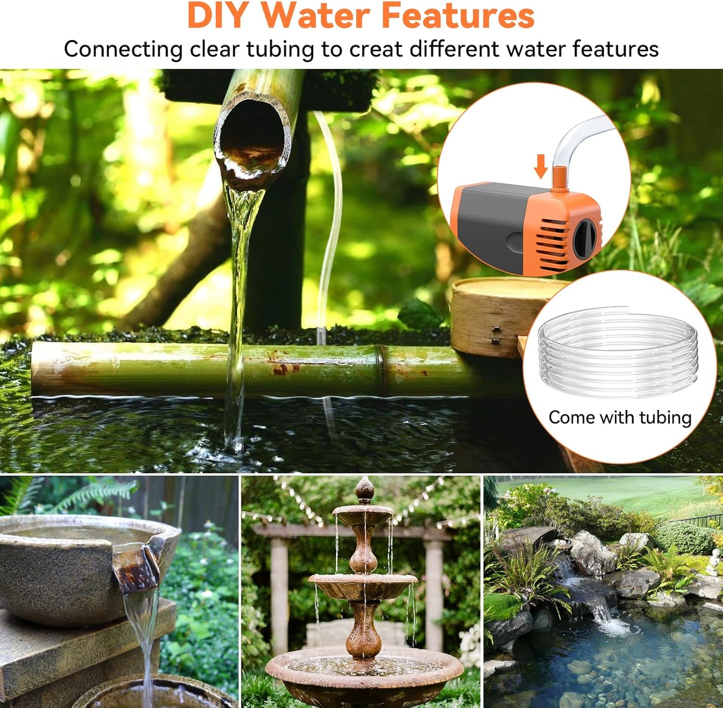 POPOSOAP Solar Fountain Pump Outdoor, 35W Solar Powered Water Pond Pump with 480GPH Adjustable Flow Rate for Garden Pond Fish Waterfall Hydroponics Pool