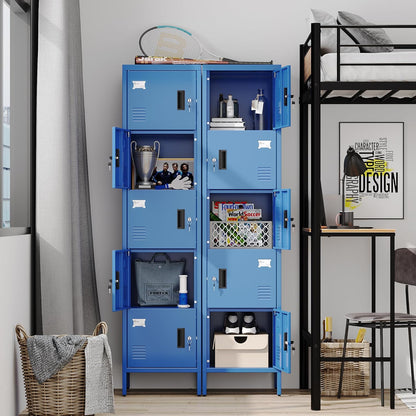 METAN Metal Storage Employees Locker with 5 Lockable Doors,Locking Storage Cabinets for Small Spaces,Home,School,Gym,Assembly Required,Blue