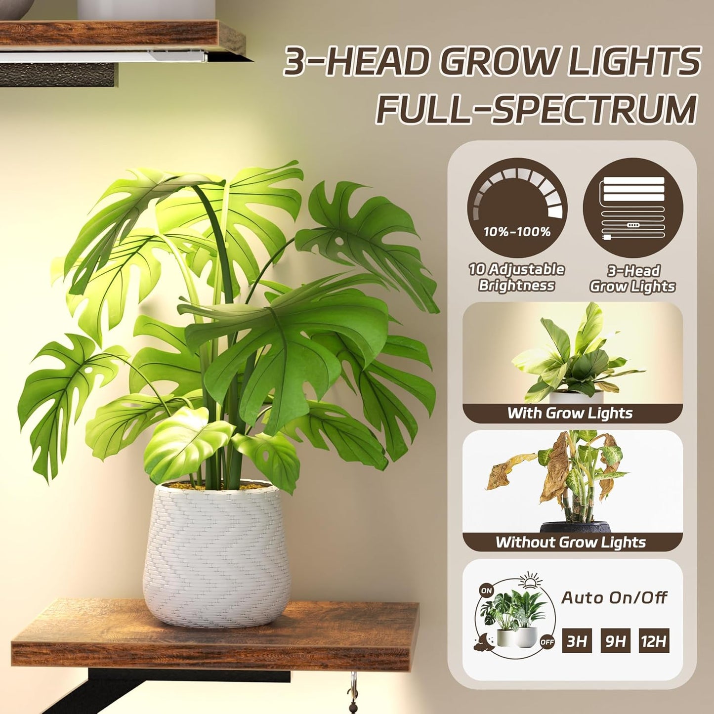 DTK Plant Stand Indoor with Grow Lights,62.5" Tall Plant Light Shelf, 9 Tiered Grow Light Shelf for Indoor Plants, Large S-Shape Corner Plant Shelf, Flower Display Holder for Living Room, Bedroom,Patio Decor