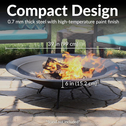 Sunnydaze Outdoor Fire Pit Bowl Replacement Insert for DIY Ring or Existing Stand - Wood-Burning Fire Bowl for Outside - 39-Inch