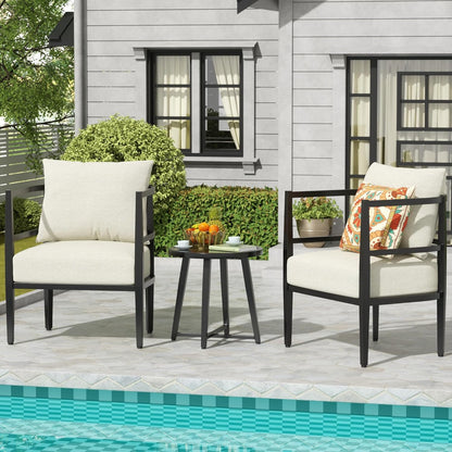 NATURAL EXPRESSIONS Outdoor Patio Chair Set 3 Pieces Furniture Conversation Sets with Porch Chairs Metal Table for Balcony Yard Garden Lawn Poolside