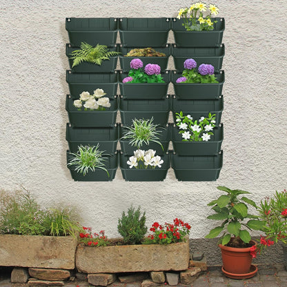 18 Pack Self Watering Wall Mounted Planter, Indoor and Outdoor Vertical Planter Wall Mounted Planter for Patio Outdoor Decor with Drainage Holes, Vertical Garden Planters for Indoor Plants- Army Green