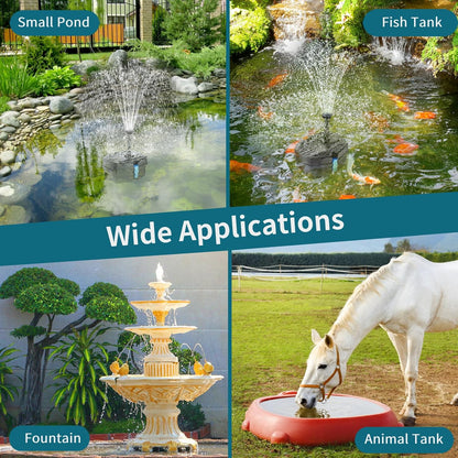 POPOSOAP Solar Pond Filter Built-in 3600mAh Battery Backup, 8W Solar Pond Filter with Water Pump, Pond Filter with Water Shortage Protection & Clear Tubing for Ponds Fish Tank Bird Bath Garden