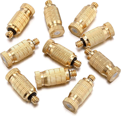 Mornajina 30Packs Brass Misting Nozzles for Outdoor Cooling System, Misting System Heads Sprayer 0.020" (0.5 mm) 10-24 UNC, High Pressure