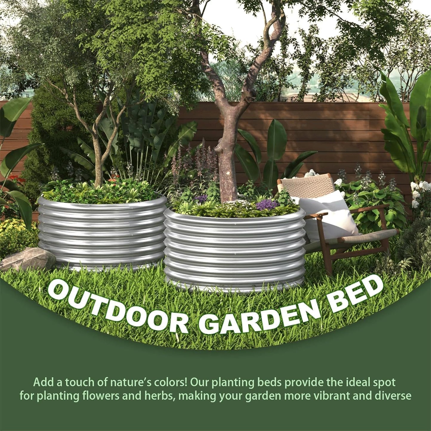 5 Pack 2x2FT Round Galvanized Raised Garden Bed Outdoor,Metal Garden Bed for Vegetables,Steel Raised Beds for Gardening,Above Ground Garden Box for Flower