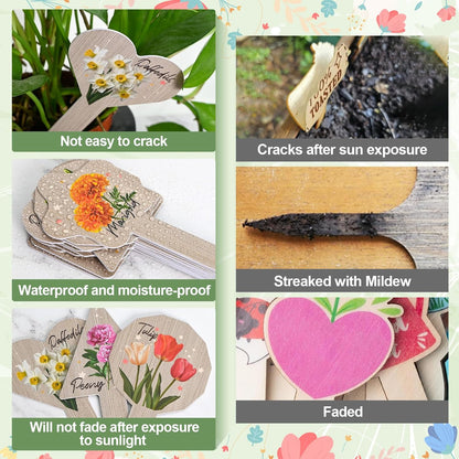 Plant Label Signs- 15PACK Flower Plant Markers, Herb Plant Tags for Outdoor Garden Waterproof, Gardening Supplies with Names, Indoor Patio Tags for Greenhouse Flowers Greenery Seedling