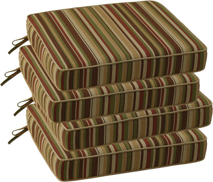 Outdoor Square Corner Seat Cushion, 19"x19"x3", Set of 4, Non Slip Seat Cushion Pads with Removable Cover for Patio Furniture, Garden Yard Lawn, Colorful Stripe