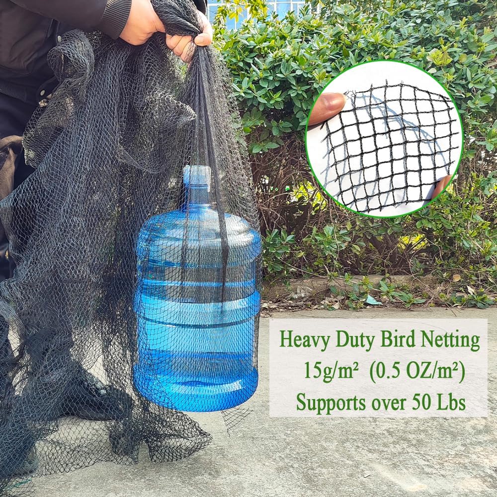 50X50 FT Bird Netting for Chicken Coop, 1 in Mesh, Woven Chicken Netting Roof Mesh Cover Garden Protection for Vegetables, Blueberry, Strawberry Plants, Fruit Trees.