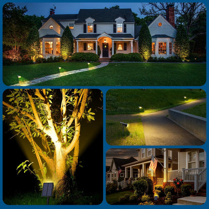 Solar Spot Lights Outdoor Waterproof IP65, Bright LEDs Solar Landscape Lighting for Outside Garden Yard, Solar Powered Spotlights for Accent Uplighting Backyard Statue Palm Tree, 2 Pack/Warm