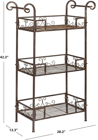 SAFAVIEH Outdoor Collection Noreen Antique White 3 Tier Shelf